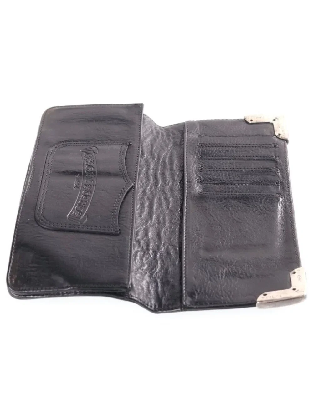 Chrome Hearts Long Single Fold Wallet Leather Black